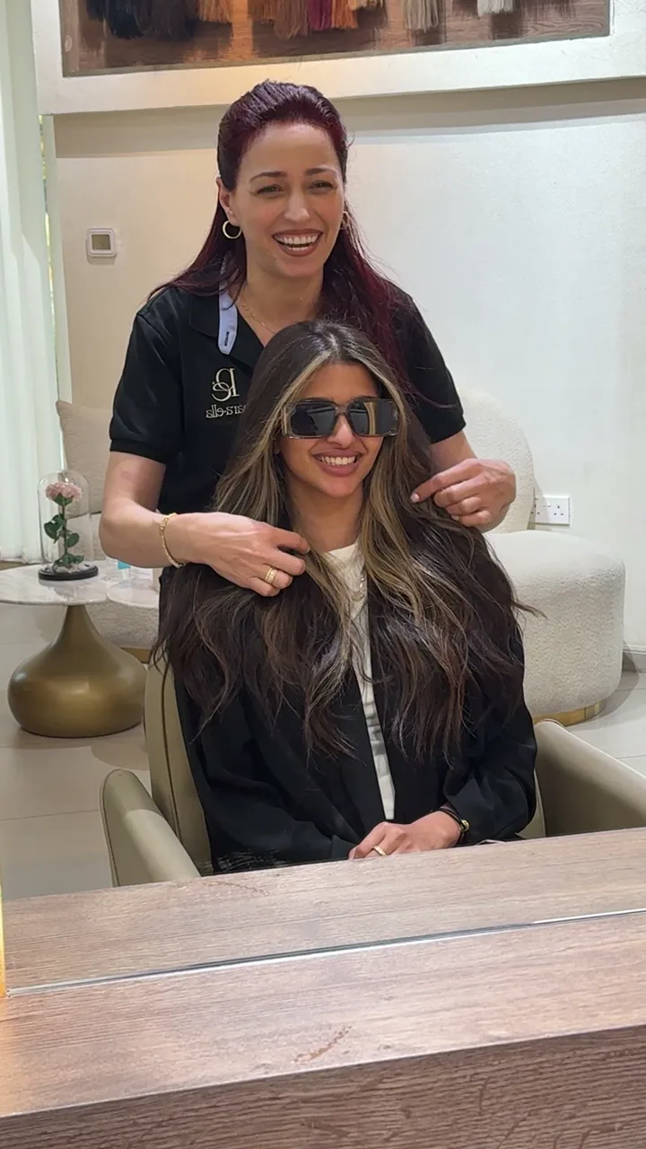 Finished hair extensions, styled in the salon