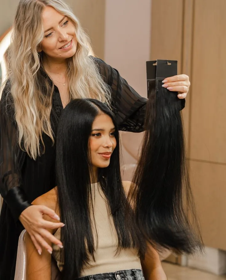 Hair extensions consultation at Para Ella ladies salon Dubai