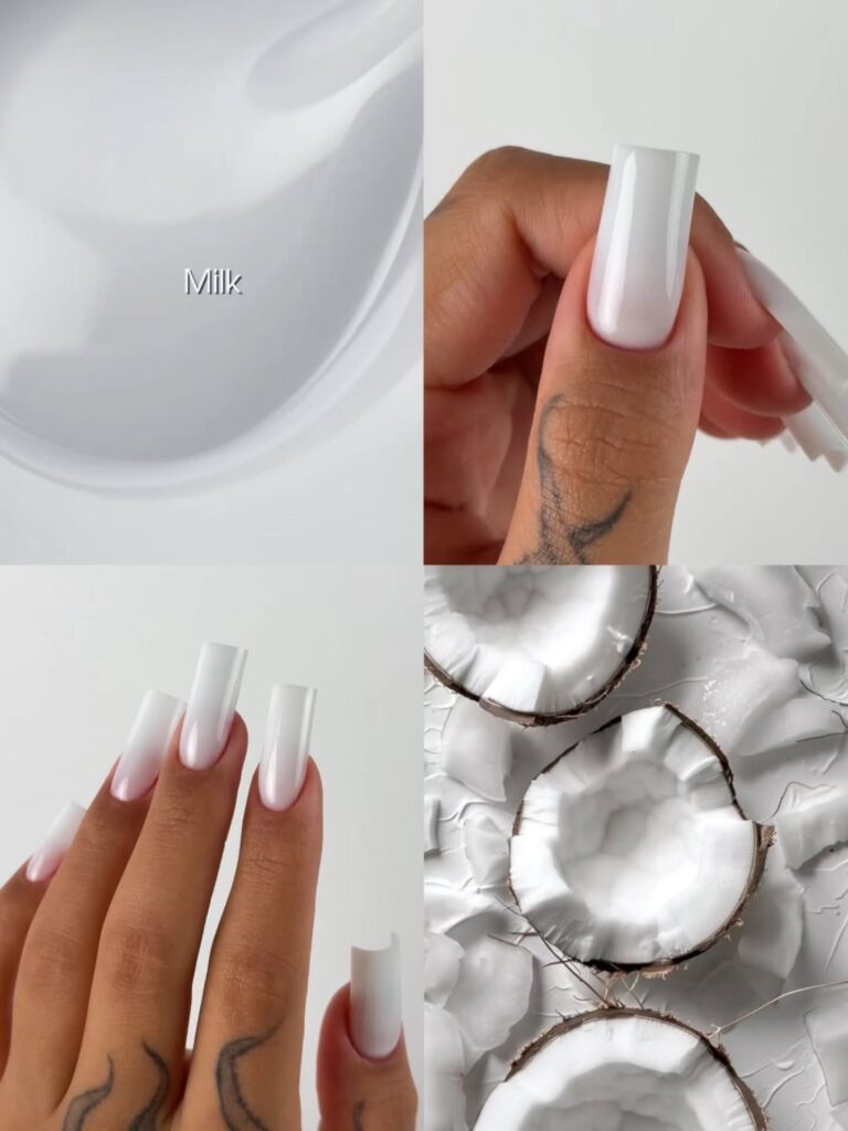 Milky white nail set