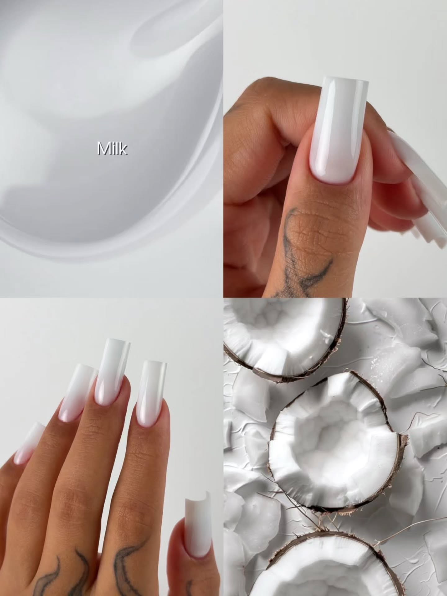 Milky white nail set