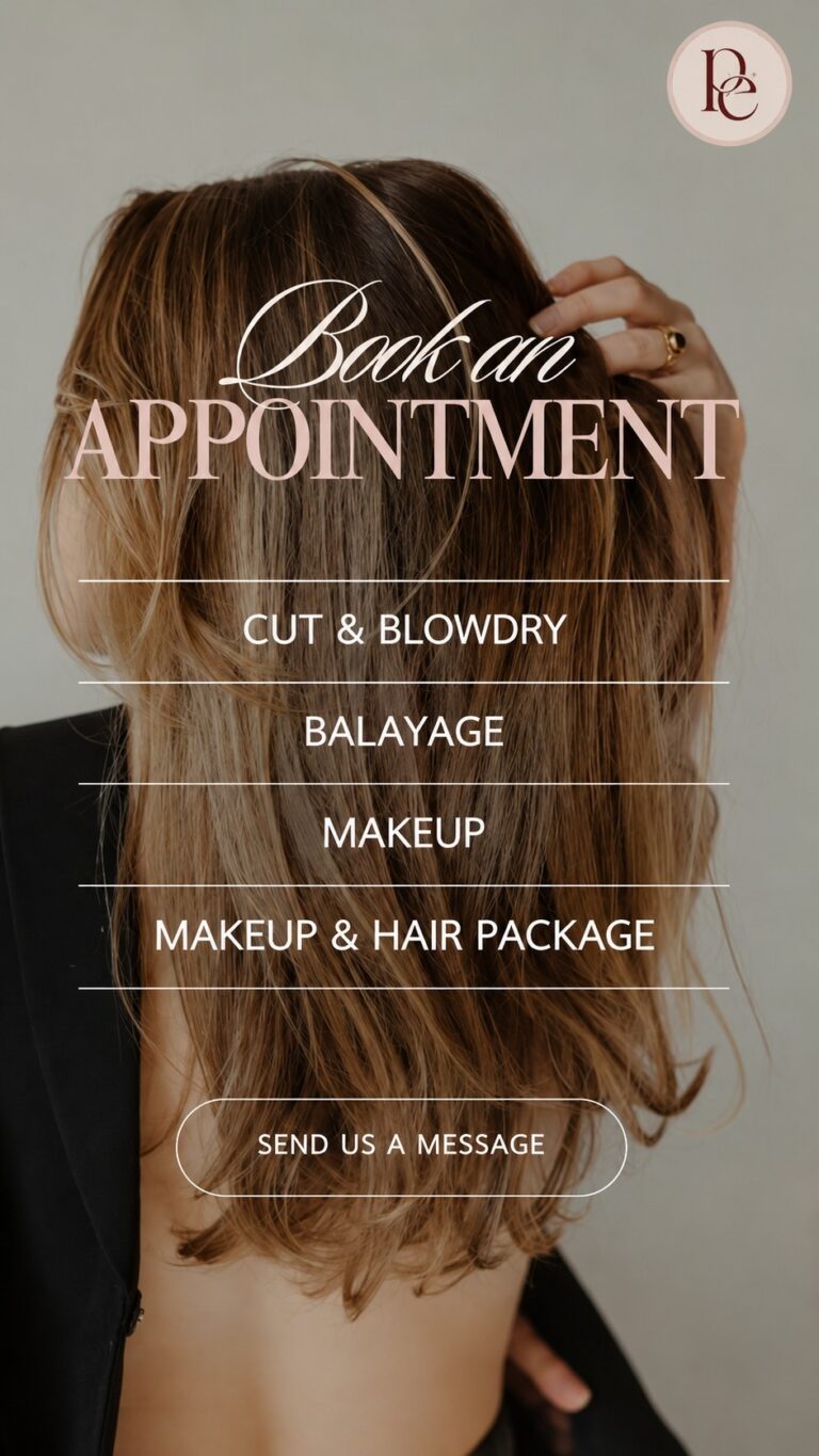 Para Ella appointment menu with cut, blowdry and balayage